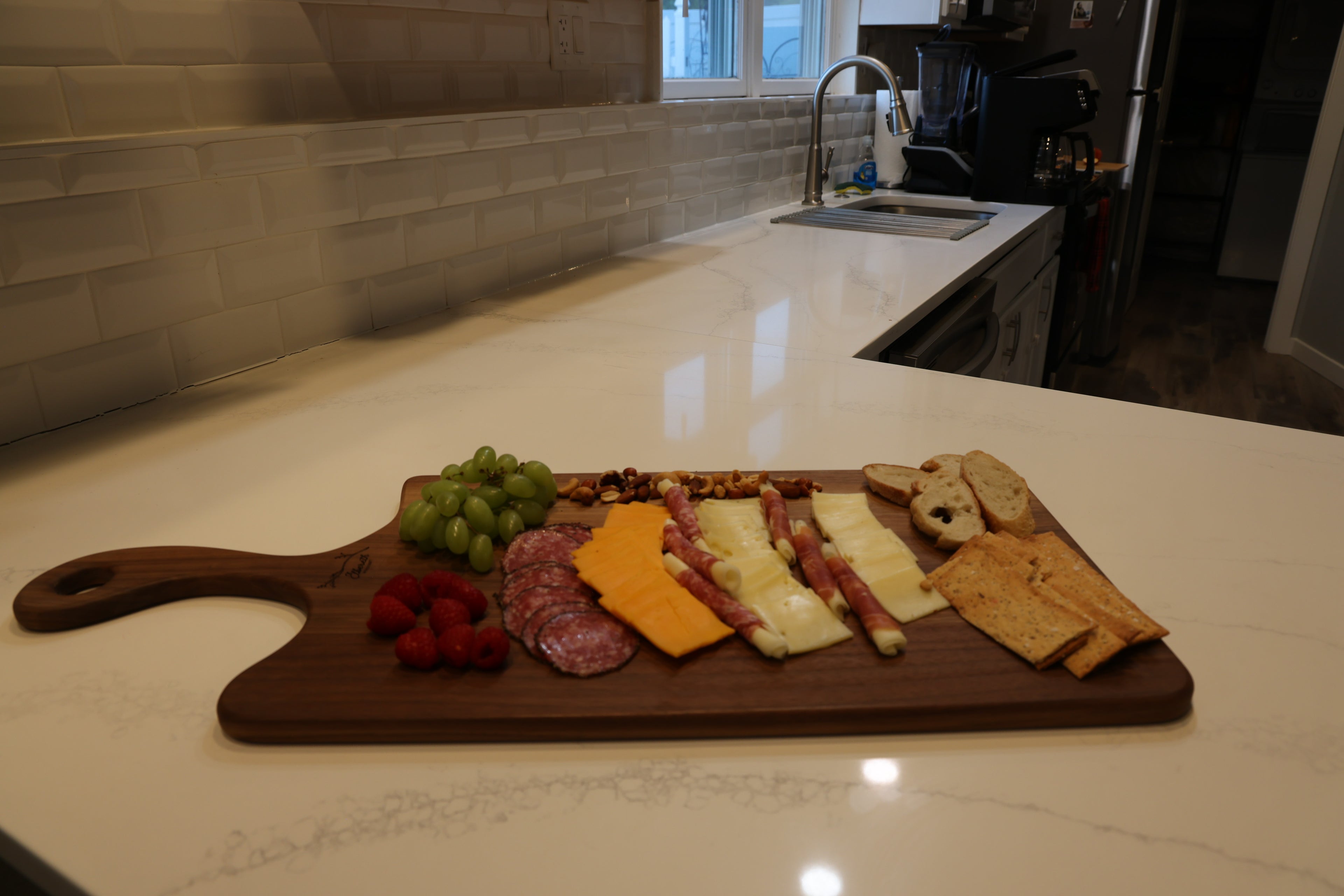 Large Walnut Charcuterie Board | Scroll Handle