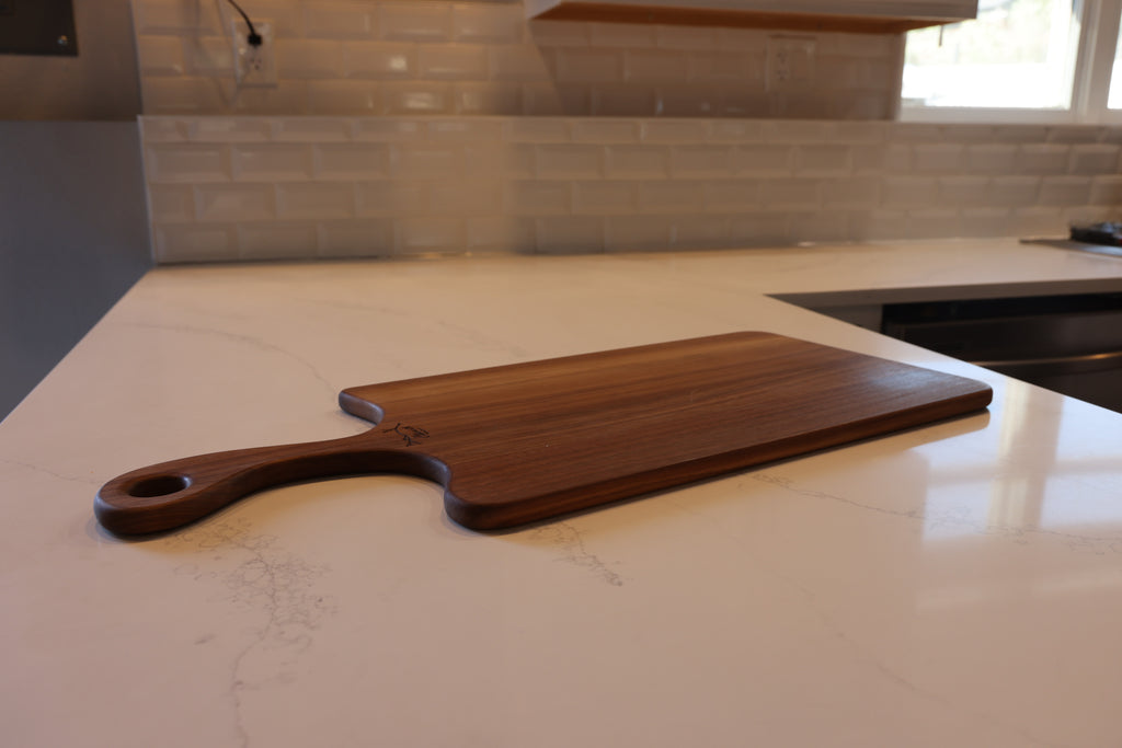 Large Walnut Charcuterie Board | Scroll Handle