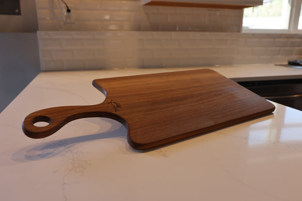 Large Walnut Charcuterie Board | Scroll Handle