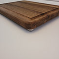 Walnut Edge Grain Cutting Board With Roundover, Juice Groove, & Metal Feet