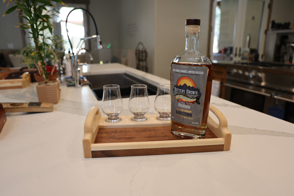 Bourbon Tray | Maple on Walnut