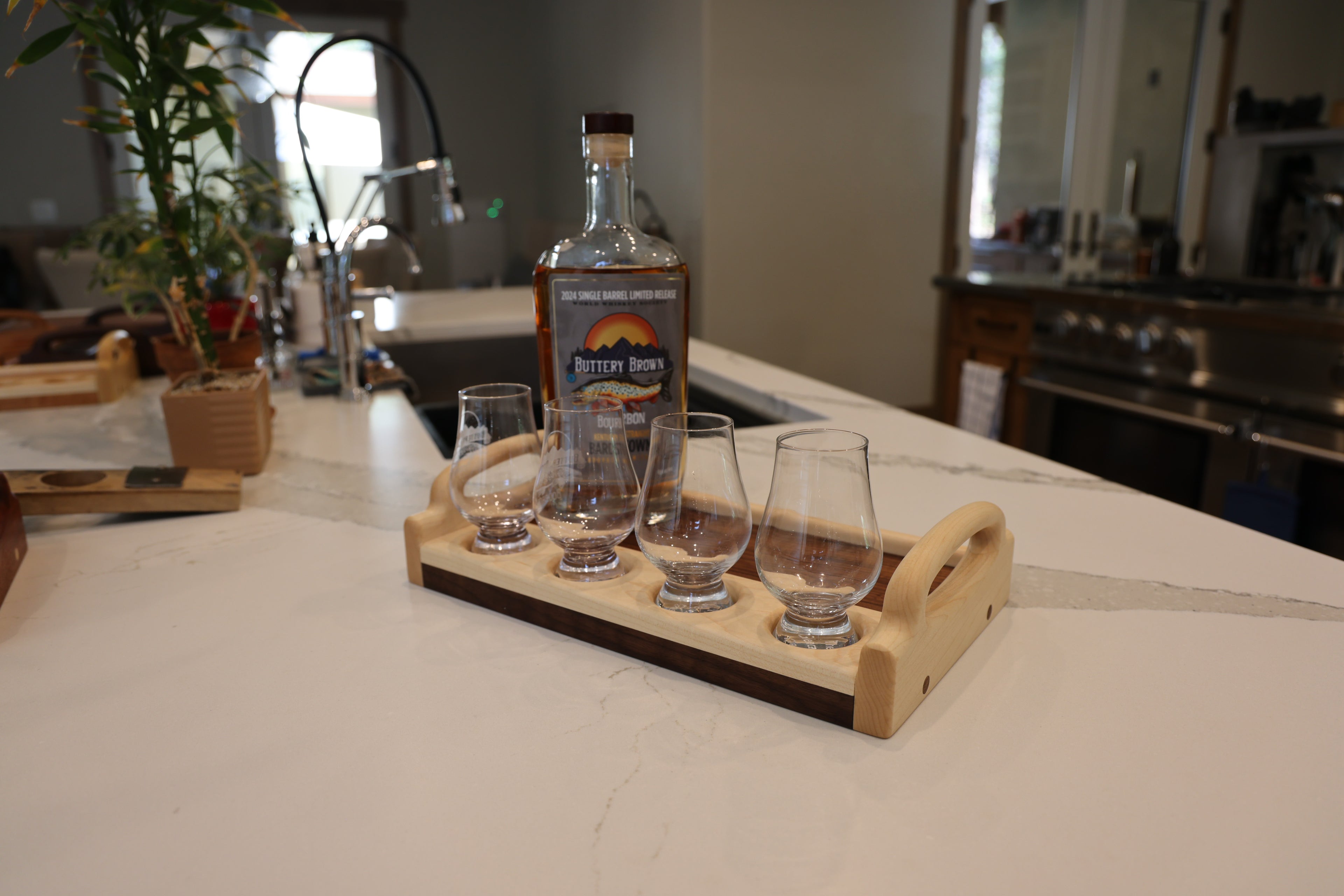 Bourbon Tray | Maple on Walnut